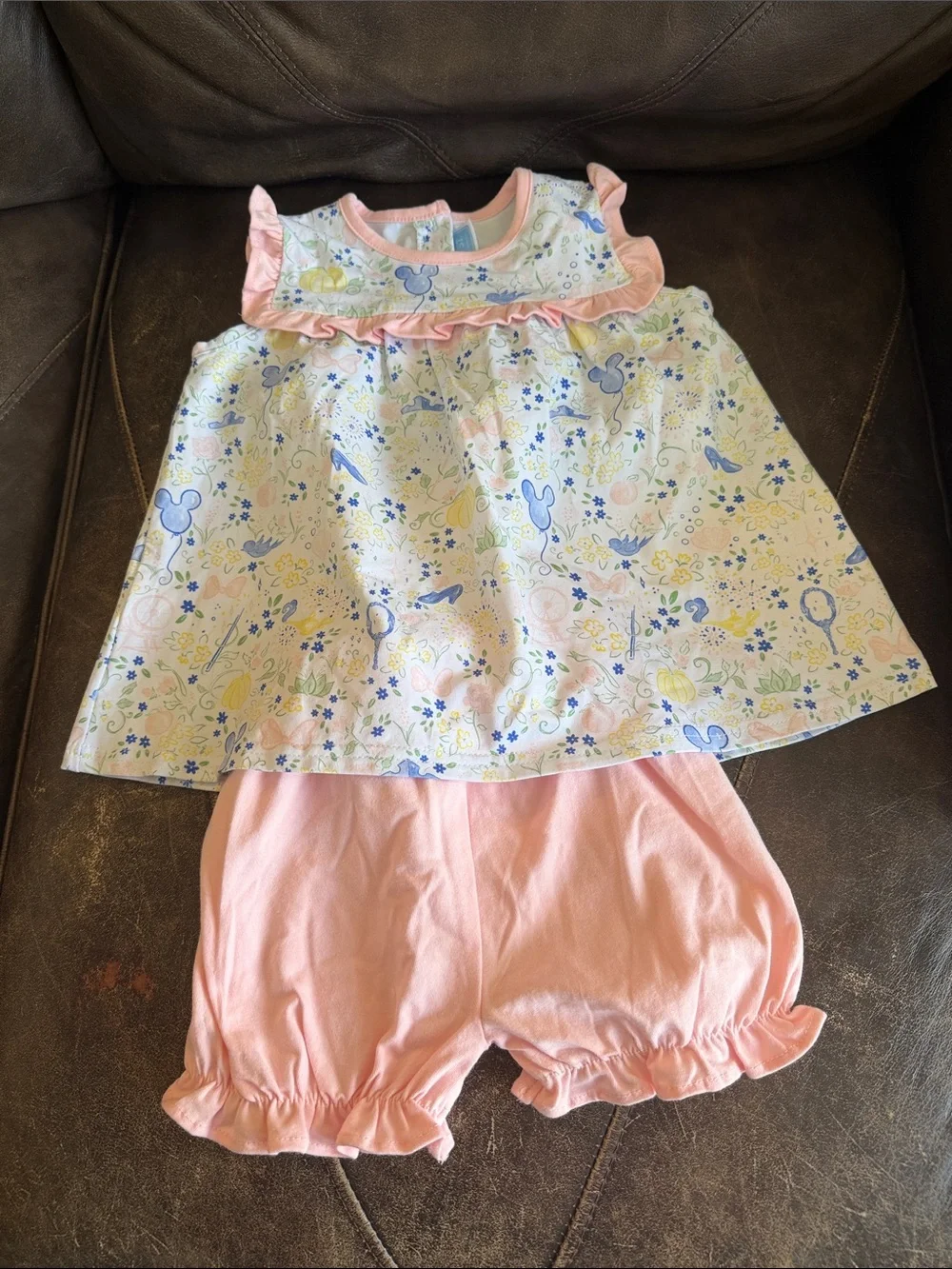 Disney Baby Girls Pink Floral Ruffle Set